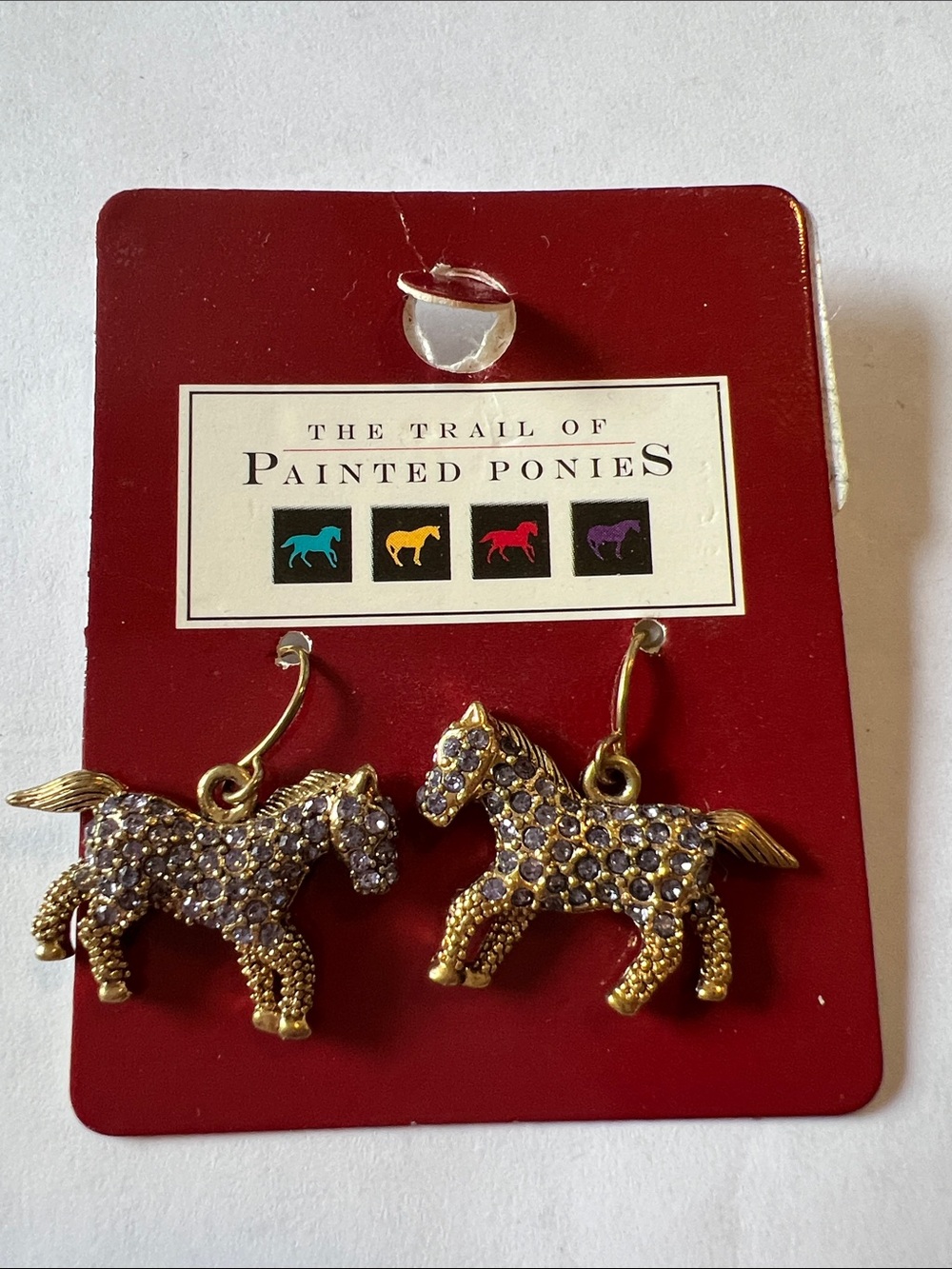 Trail of Painted Ponies horse crystal dangle earrings